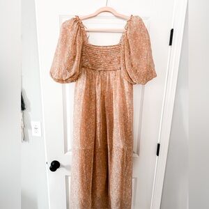 Melody Maxi Dress with Pleats and Bow Detail in Mauve Floral - Bump Friendly